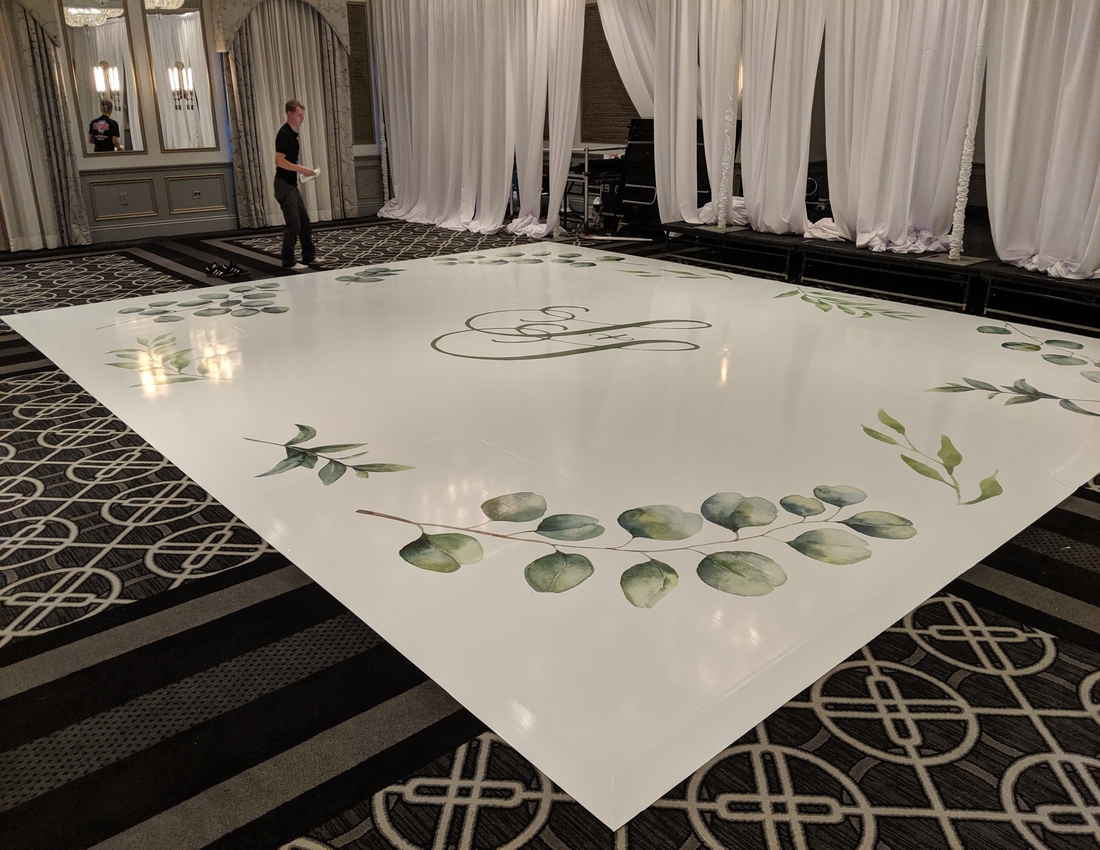 Printed wedding floor wrap with monogram